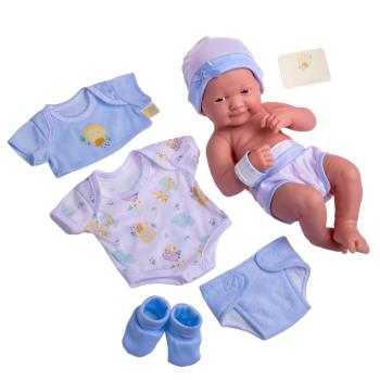 JC Toys/Berenguer - JC Toys, La Newborn Nursery 8 Pc Blue Layette Baby Doll Gift Set, 14 inch Life-Like Smiling Doll